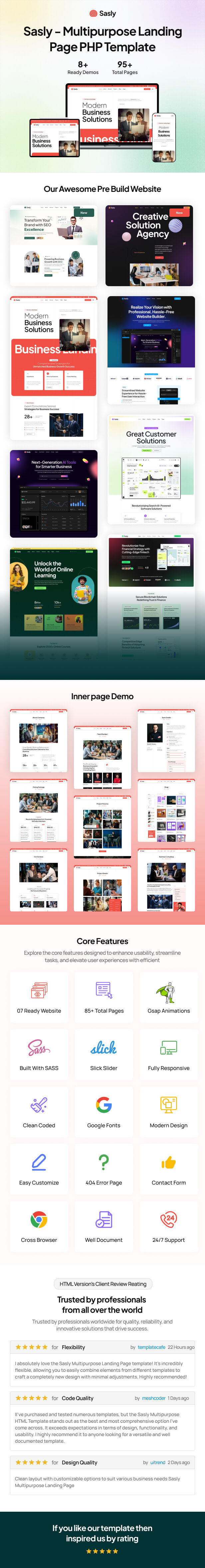 Sasly - Multipurpose Landing Page PHP Template